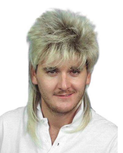 80's wigs - Dirty Blonde Mullet Costume Fancy Dress Party Wig Brown & Blonde