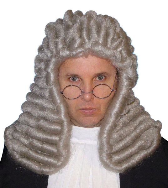 Judge Wig Grey Long Curly Synthetic Fiber Hair